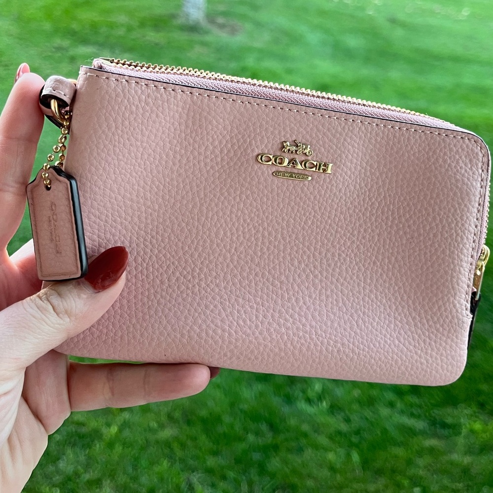 Coach pink gold corner zip wallet wristlet purse NWOT